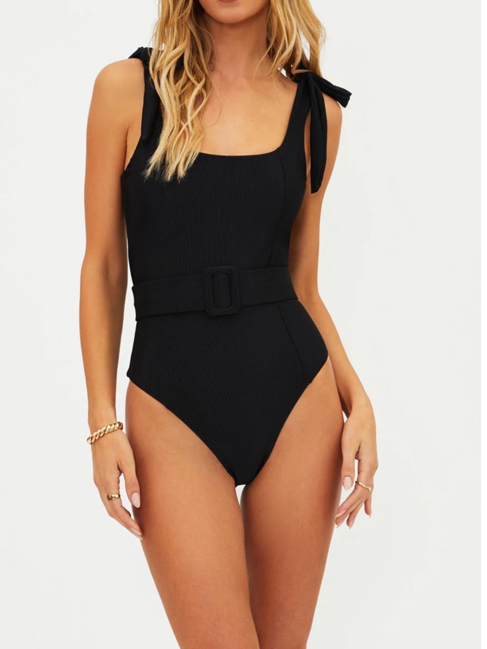 NWOT Beach Riot Black Sydney Belted One Piece Swimsuit